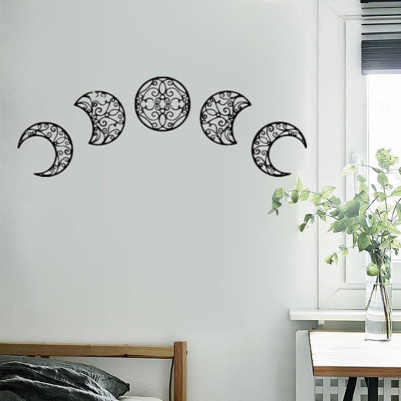 

Hollow Moon Wall Decoration Moon Cycle Change Wooden Wall Sticker