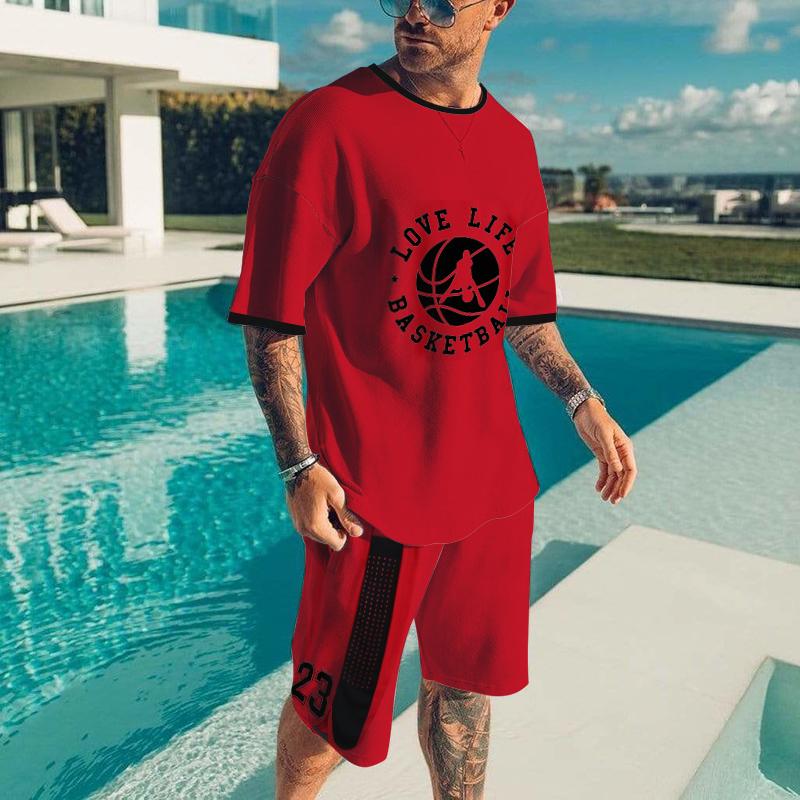 Mode Herren Sportswear Sommer Gedruckt Lose Zwei Stück Casual Wear männer T-Shirt Shorts Sportswear Casual Trendy Strand Stil