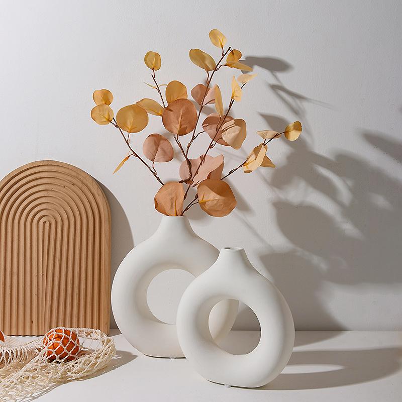 Nordic Witte Bloemenvaas Ontworpen Plastic Plantenpot Bloemenknop Fles Bloemstuk Displayfles Woonkamer Decor