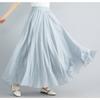 Long A-line Skirt In Cotton and Linen with Elastic Waist In Pure Color for Summer and Autumn