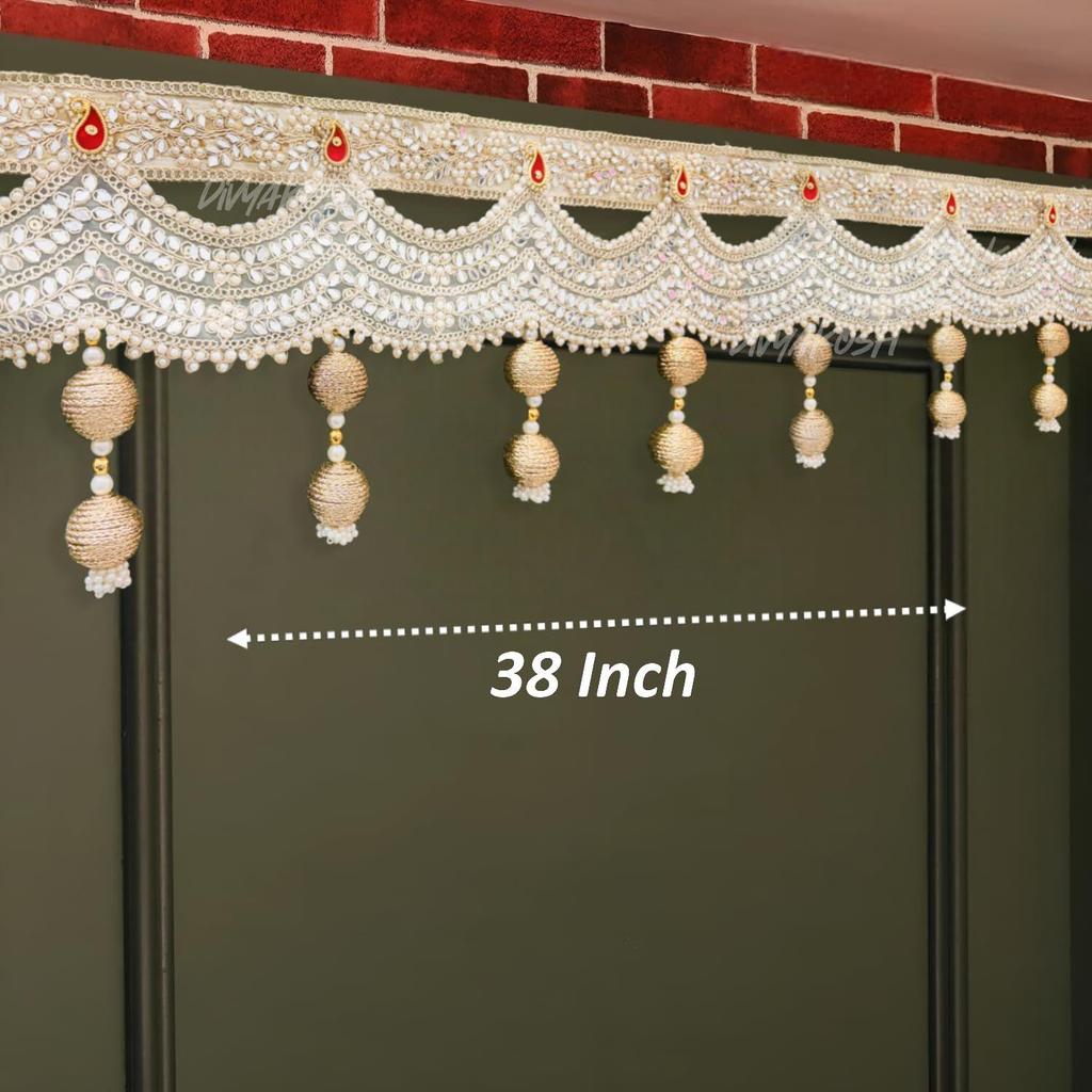 Toran für Tür Eingang 38 Zoll | Luxuriöse Girlande Neueste Bandanwar | Elegante goldene Farbe, Premium für Haupteingang | 1 Stück Tür-Toran