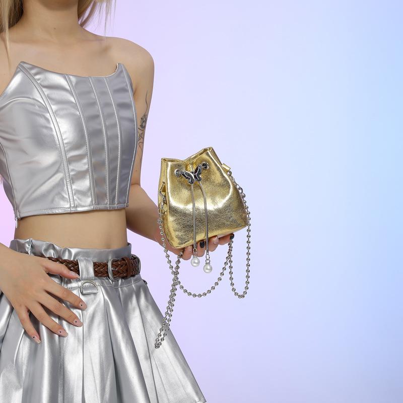 Bags Niche Versatile Chain Bag Women's 2025 New Korean Version Fashion Bright Star Ocean Style Crossbody Bucket Bag