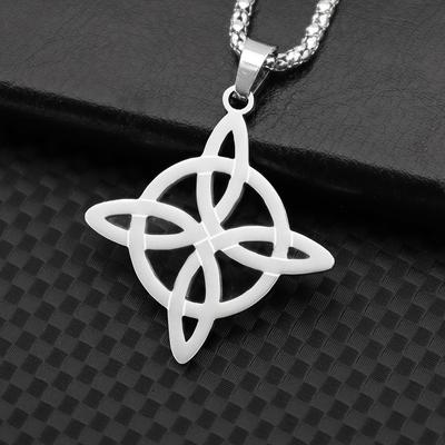 Stylish Simple Hollow-out Geometric Shape Stainless Steel Pendant Necklace Men's Jewelry