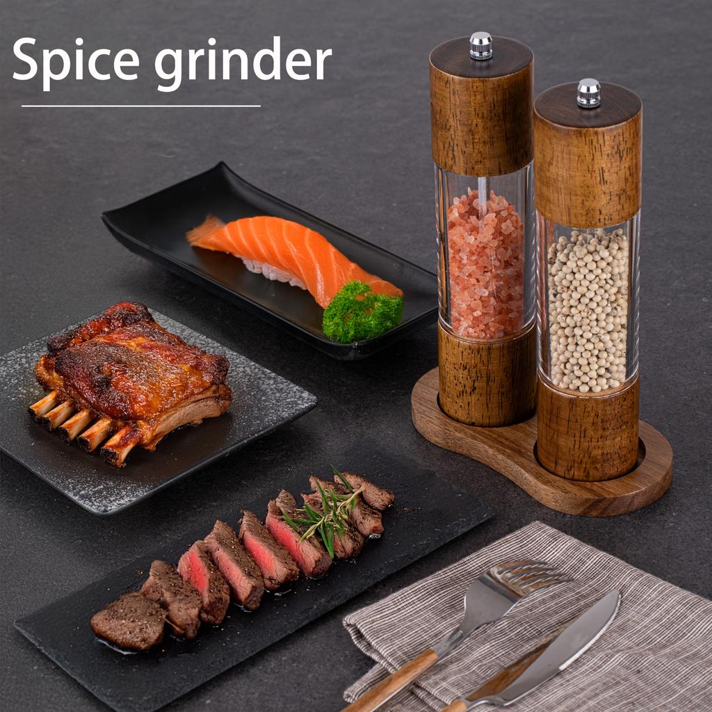 Dřevěný keramický mlýnek na koření Pepřový prášek mořská sůl Víceúčelový mlýnek Domácí víceúčelový kuchyňský nástroj