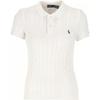 Polo Solid Logo Embroidered Fitted Short Sleeve Polo Shirt Women Tops White 211943010-001