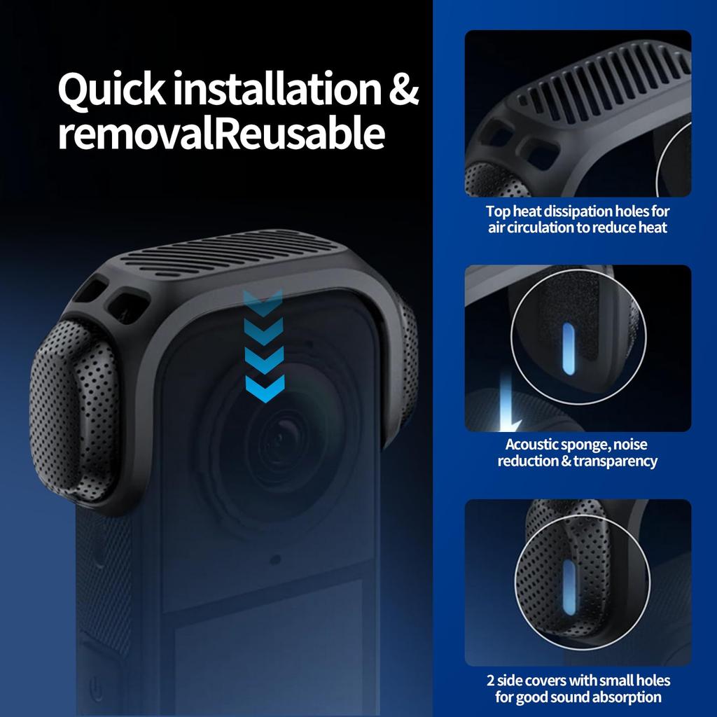 JOYSOG X5 Microphone Wind Muff Foam Soundproof Noise Reduction Cover for Insta360 X5 Action Camera