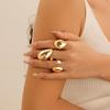 Anello Metallico Lucido Lava Liquida Vento Femminile, Set di Anelli con Superficie a Uovo Aperta Goccia d'Acqua Texturizzata