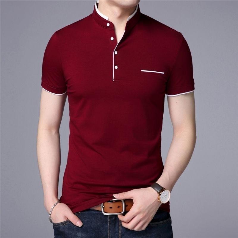 Plus Size Men Summer Casual Top Slim Printing Cotton Short Sleeves Polo Shirt