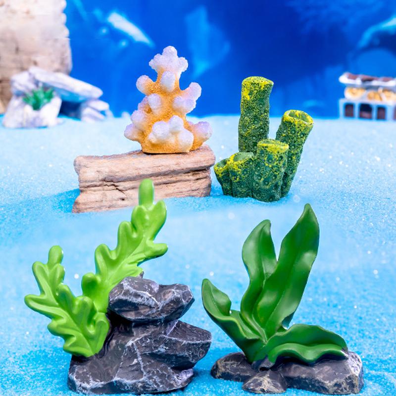 Creative Cute Kawaii Resin Ocean Animals Figurine Model  Coral Small Ornaments Diy Home Decoration Accessories Gifts
