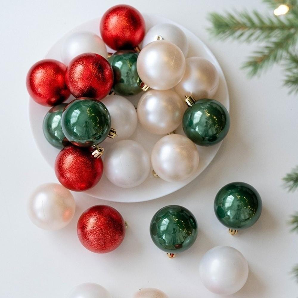 24pcs/set 6cm Christmas Hanging Ball Shatterproof Colorful Christmas Baubles Plastic Electroplated Xmas Tree Ornaments