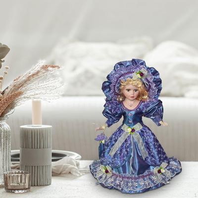 Piękna Kolekcjonerska Ceramiczna Lalka Model Ludzki, Lalka Domku dla Lalek Dama w Stroju, Miniaturowa Porcelanowa