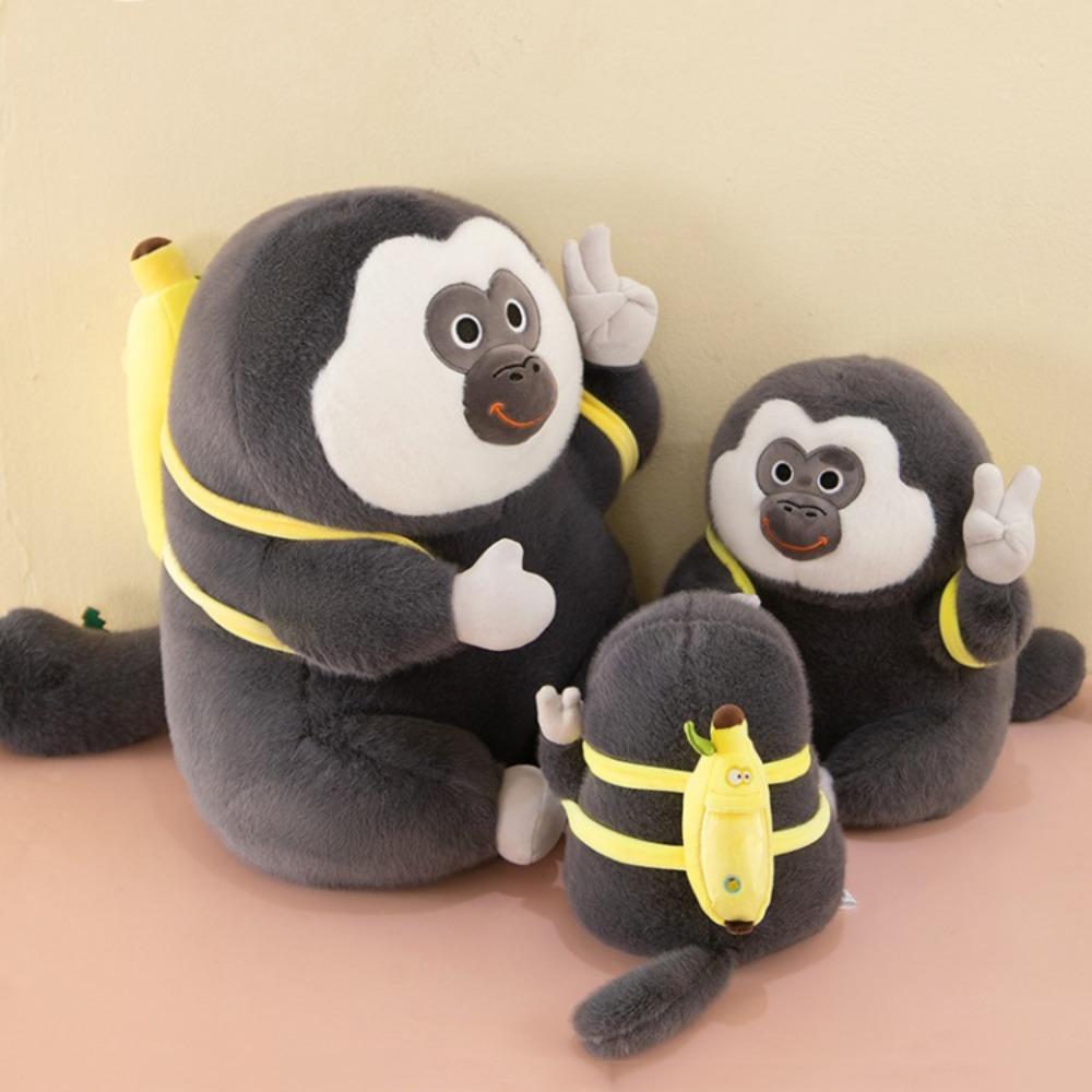 

Fluffy Banana Monkey Plush Toy White-facedSaki Banana Monkey Doll Monkey Stuffed Doll Kids Gift 22cm чорний