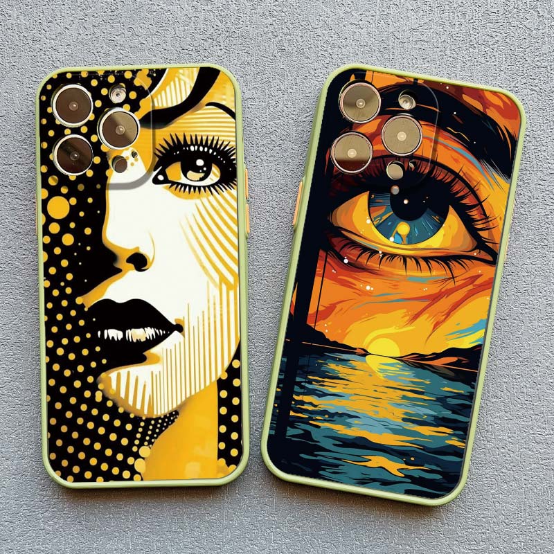 Art Painting Portrait Close-up Phone Case For iPhone 16 13 11 12 14 15 Pro Max Mini XR XS X 15 14 7 8 Plus SE2 Back Cover Funda