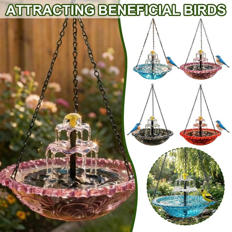 Waterfall Hanging Bird Bath Fountain Garden Courtyard Terrace With Fountain Bird Bathroom With Hook Bird Drinking Tray Outside