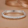 Fashion 925 Silver Adjustable Bracelets For Women Vintage Elegant Geometric Shiny Frosted Bangle Party Jewelry Gifts