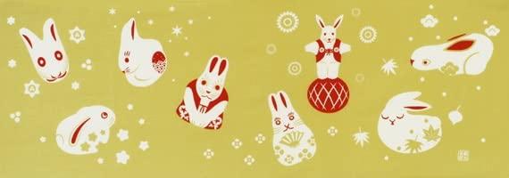 

Somenoanbo Hand Towel Rabbit Authentic Dyed Cotton Made in 35cm x 100cm Palm Beige 100% Tokuoka, Japan, бежевый