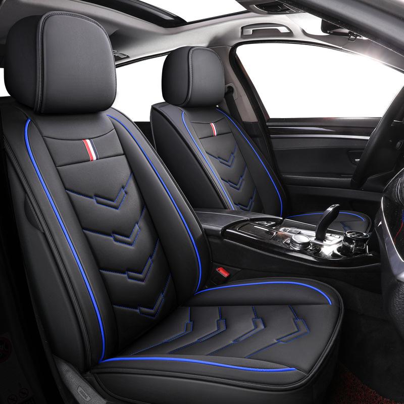 Leder Autositzbezug, Der Vollständig Umhüllende Autositzschoner mit Kopfstütze Lendenkissen Universelle Passform