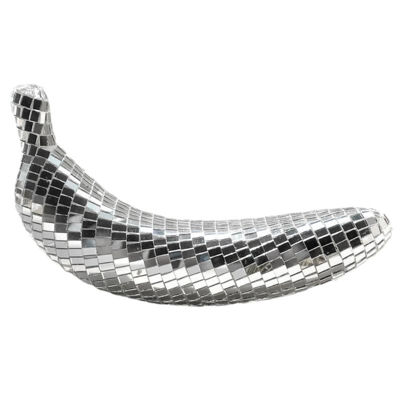 

Sparkling Banana Shape Figurine Fruit Statue Reflective Discos Ornament for Dance Parties and Special Event Decoration