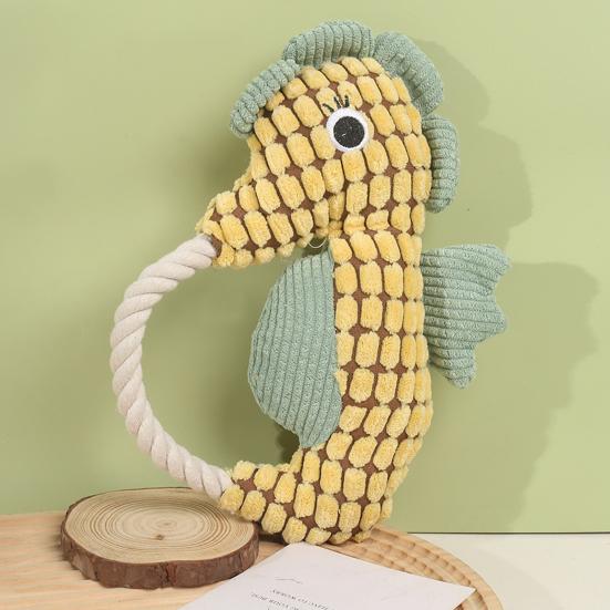 Pet Toy Seahorse Design Dog Boredom Buster Toy with Built-In Rattle Tug-of-War Teeth Cleaning Interactive Dog Toy