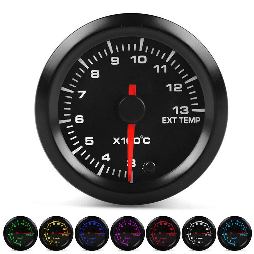 Exhaust Gas Temperature Meter 2in52mm 300?1300 Celsius  7 Color Backlight DC10?15V for 12V Cars with Sensor