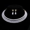 Bridal Pearl Full Diamond Necklace Necklace Diamond Imitation Pearl Bracelet Earrings Necklace Set Women