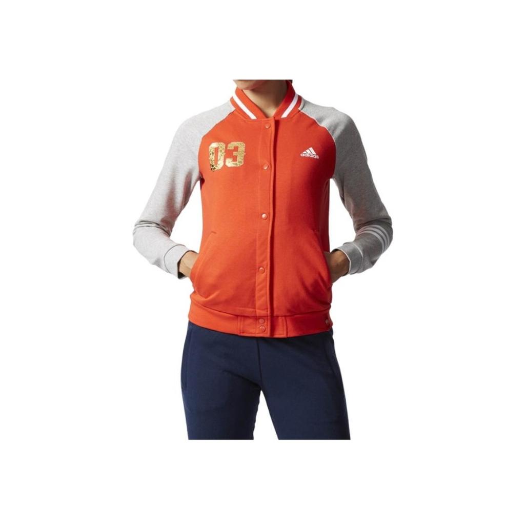 Adidas Casual Color Block Stand Collar Baseball Jacket Women Jackets Orange Gray BK4841