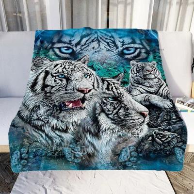 Tiger- und Weißtiger-Muster Decke Tiere Flanelldecke Gemütliche Faule Couchüberwurfdecke Superweiches Laken Matratzen