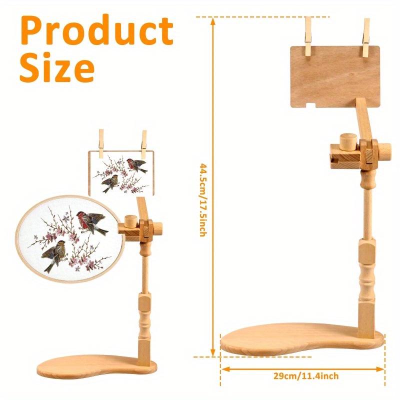 Support de bureau réglable en bois de hêtre pour cerceau de broderie rotatif à 360°, pour point de croix, mains libres, outils de couture et de bricolage