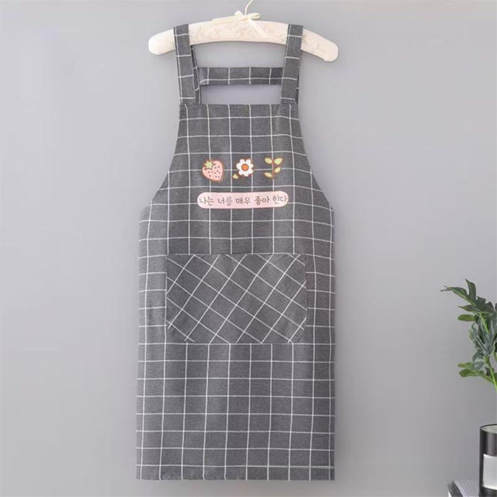 Comfortable Adjustable Cotton Apron with Pocket Waterproof Cooking Apron Breathable Oil Proof Bib Apron Kitchen