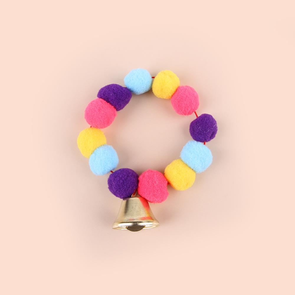 Pet Dog Rainbow Hair Ball Necklace Collar Pet Dog Cat Pet Fur Ball Collar Neckties Dog Grooming Accessories For Christmas Gift