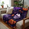 Purple Floral Skeleton Vintage Anime Cartoon Flannel Blanket Soft Warm Throw for Bedroom Sofa Car Kids Holiday Gift