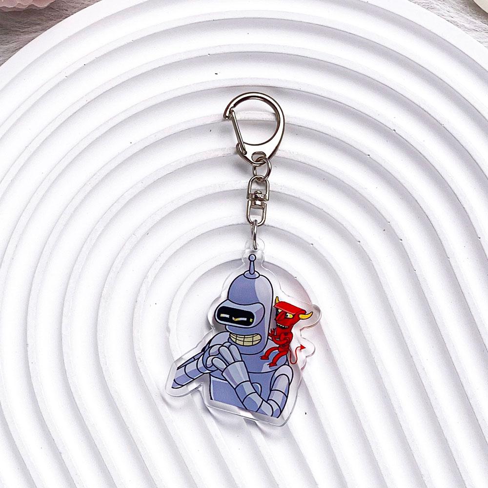 Anime Character Futurama Philip J Fry Acrylic Car Keychain Accessories Bag Charm Cartoon Cute Backpack Pendant Gifts For Friends