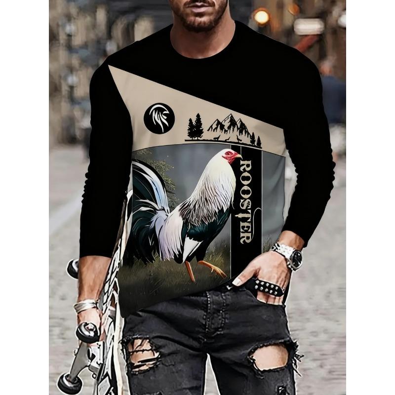 Men's T-Shirt Y2k Long Sleeve Mens Tops Oversize Crew Neck Unisex Tee Shirt Autumn Personality Men's Clothing