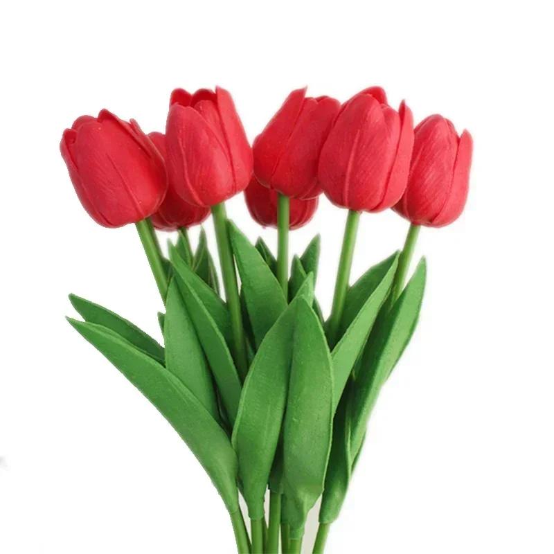

3/5PCS Tulip Artificial Flowers Real Touch Bouquet Fake Flowers Decoration for Wedding Supplies Home Decor Valentines Flowers 3PCS