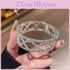 Geometric Silver Open Cuff Bracelet With Rhinestones For Fashionable Office Wear