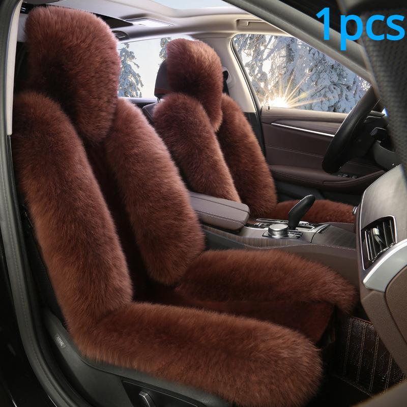 1PC Sheepskin Fur Car Cover Universal Wool Car Cushion Front Car Seat Cover Car Accessories Car Car-styling Car Interior Christmas Gift