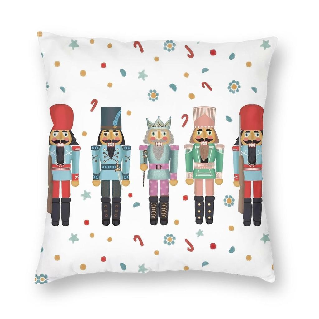 The Nutcracker Christmas Toy Soldier King Pillowcase Printing Fabric Cushion Cover Decoration Pillow Case Cover Bedroom Zipper