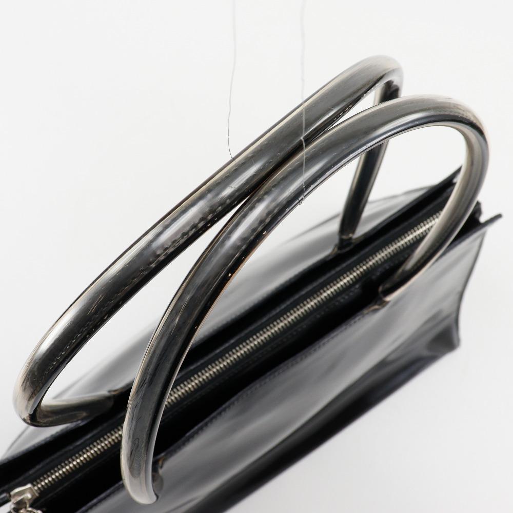 Salvatore Ferragamo Bolso Tote BZ-21 7255 negro/transparente Cuero charol/Plásticos Mujer Usado