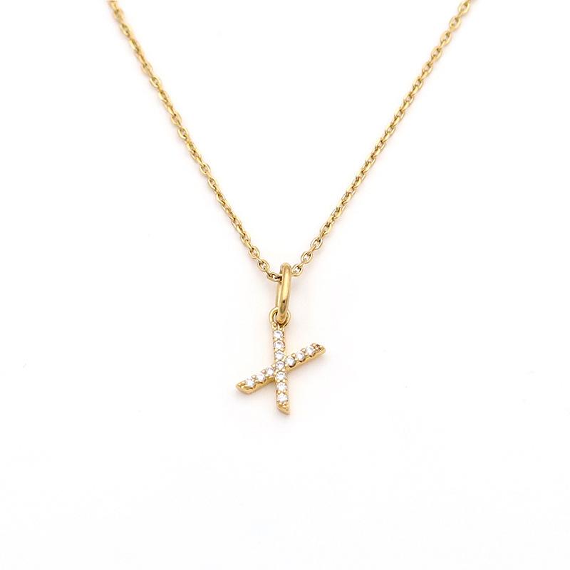 Jewelry Stainless Steel Full Diamond 26 English Letters Pendant Necklace Female Niche High-End Sense Collarbone Chain Does Not Fade