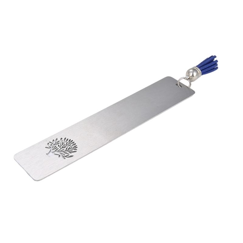 Stainless Steel Bookmark With Leather Cord Tassels Elegant Page Marker Book Accessory For Readers Students Gifts