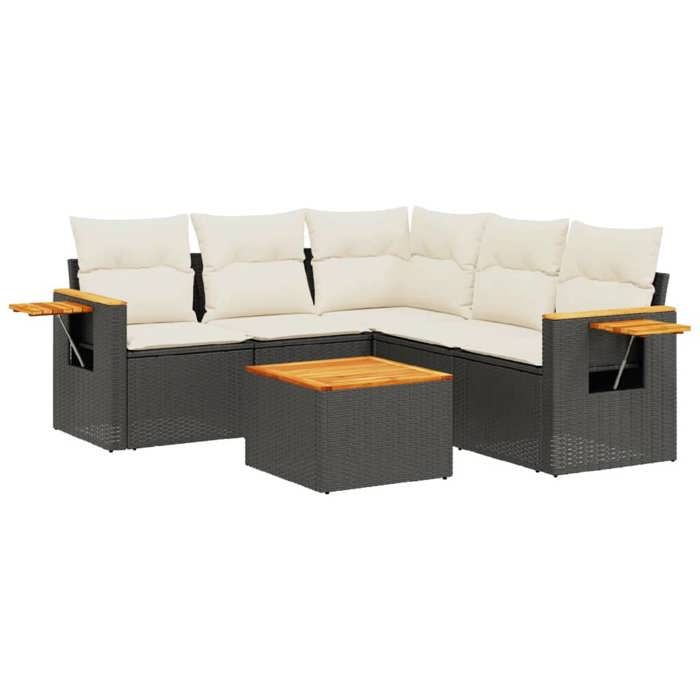 VidaXL Garden Lounge Set with Cushions 6 Pcs, Patio Sofas, Patio Furniture Set, Outdoor Furniture, Black 3226805