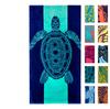 Blauer Schildkröte Meerestier Strandtuch, Tropische Hawaii Blau Gelbe Farben Saugfähig Sandfrei Dicke Mikrofaser Poolhandtuch
