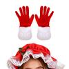 Mrs Claus Costume Hat and Gloves Set Red White Christmas Role Play Dress Up Accessories Gift for Women Girls Kids Party Photo