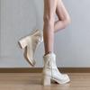 White Thick Heel Short Boots Women's New Autumn and Winter High Heel Thin Boots Medium Boots Chelsea Martin Boots Small Ankle Boots