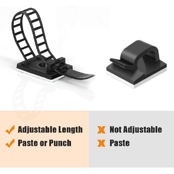 50 Packs Zip Tie Adhesive Mounts - Self-Adhesive Cable Clips Fasteners Cable Wire Clips - Cable Straps Tie Clamp Organizer - Cable Clamp Base Holders