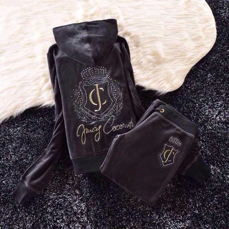 Women's Trendy Embroidered Velvet Hoodie & Wide-Leg Pants Set for Work, Casual, or Athletics