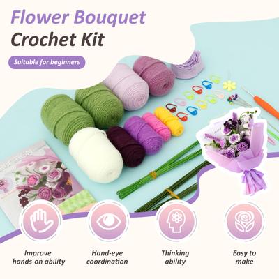 Simulations-Rose Tulpe Strick-Starter-Set Einfach zu beenden Helle Farbe Blume Stricken DIY Bastelset für Feiertage Geburtstag