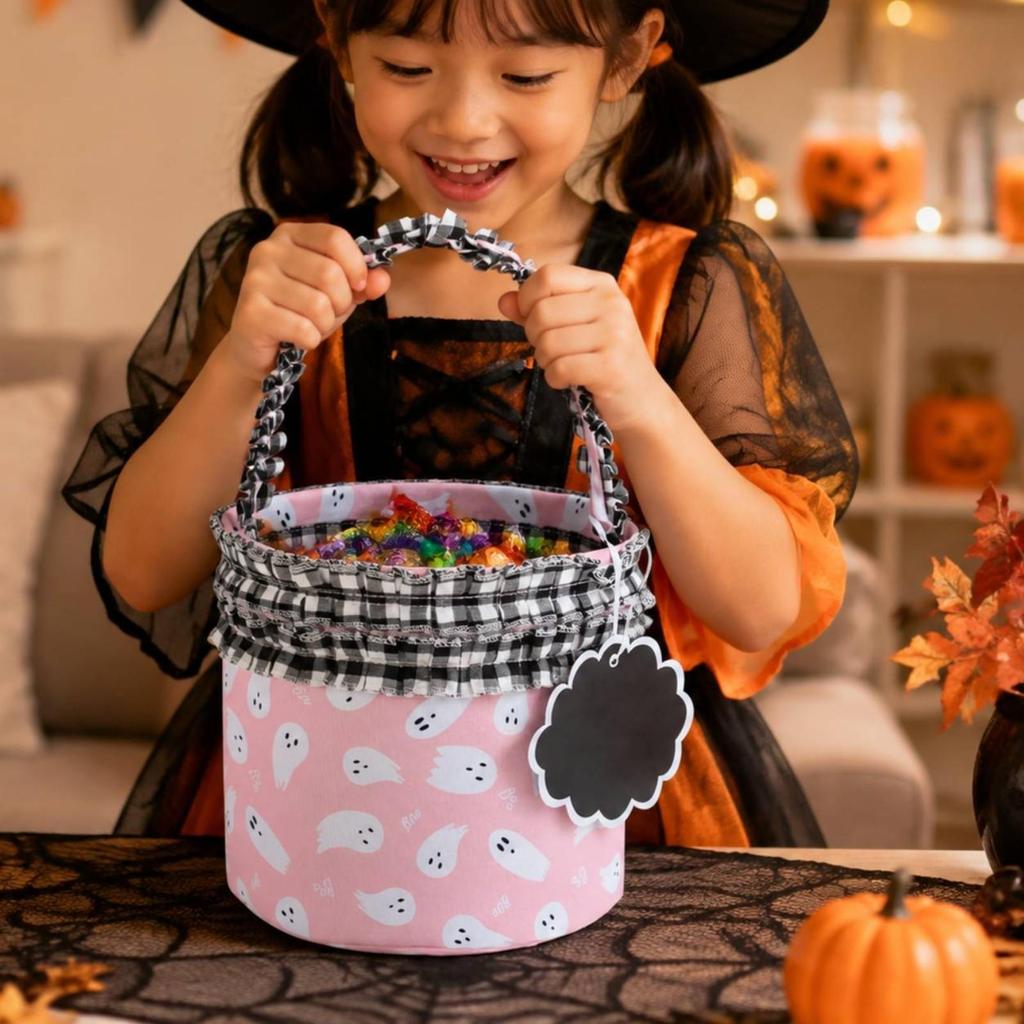 Textile Halloween Candy Basket Roomy for Seasonal Displays