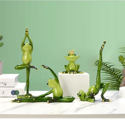 Moderne künstliche Sammler-Miniaturen Tisch Schreibtisch Dekoration Yoga Frösche Figur Dekoration Skulptur Statue Frosch Skulptur