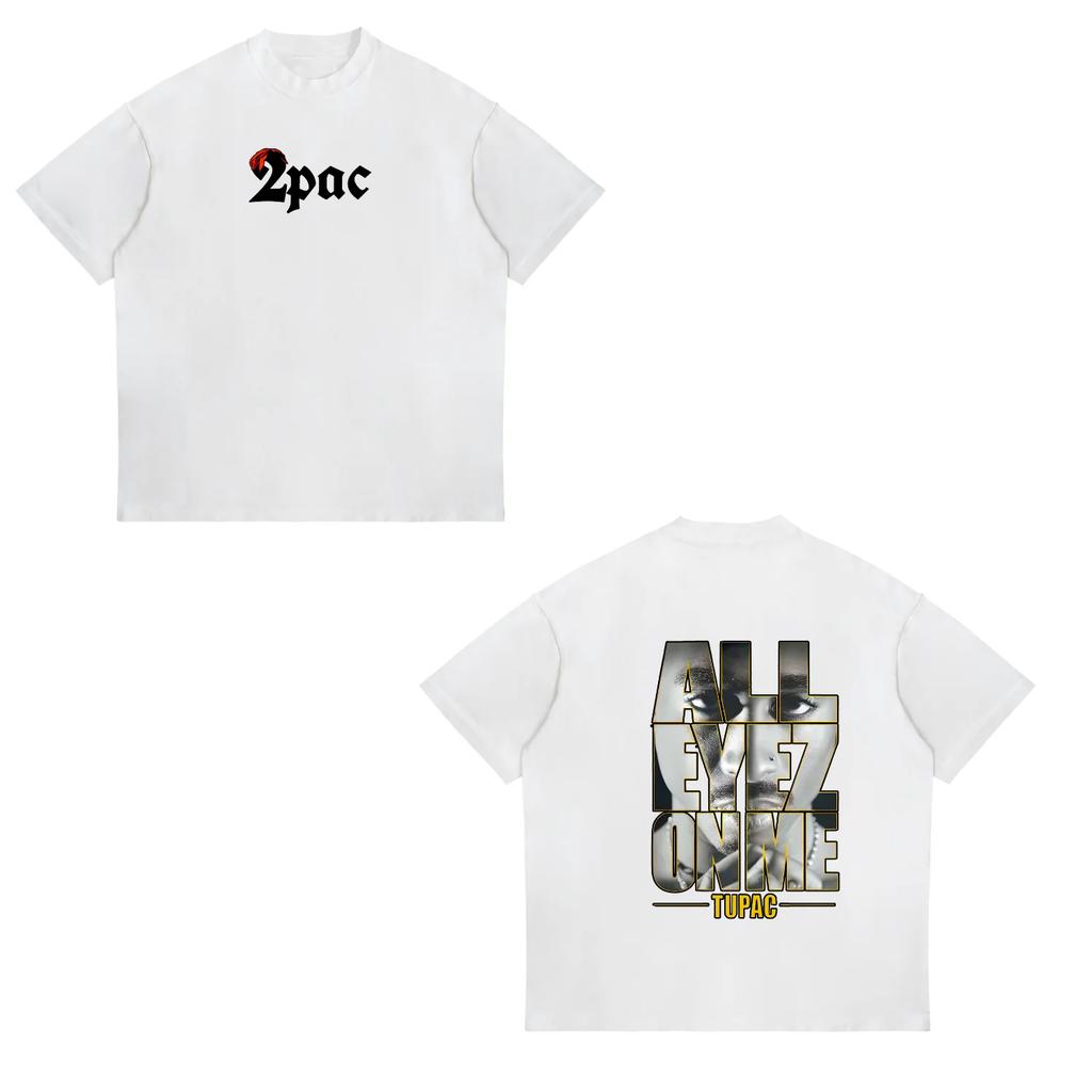 Camiseta Oversized com Manga de Rap Singer Tupac 2pac Hiphop Streetwear Moda Verão 2025 Unissex e Feminina Infantil Algodão